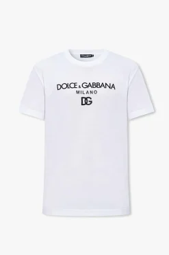 Dolce & Gabbana BIAŁY T-shirt z wyszytym logo