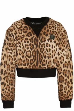 Dolce & Gabbana BRĄZOWY Bluza z motywem zwierzęcym