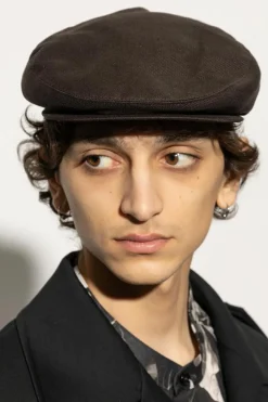 Dolce & Gabbana BRĄZOWY Kaszkiet z naszywką z logo