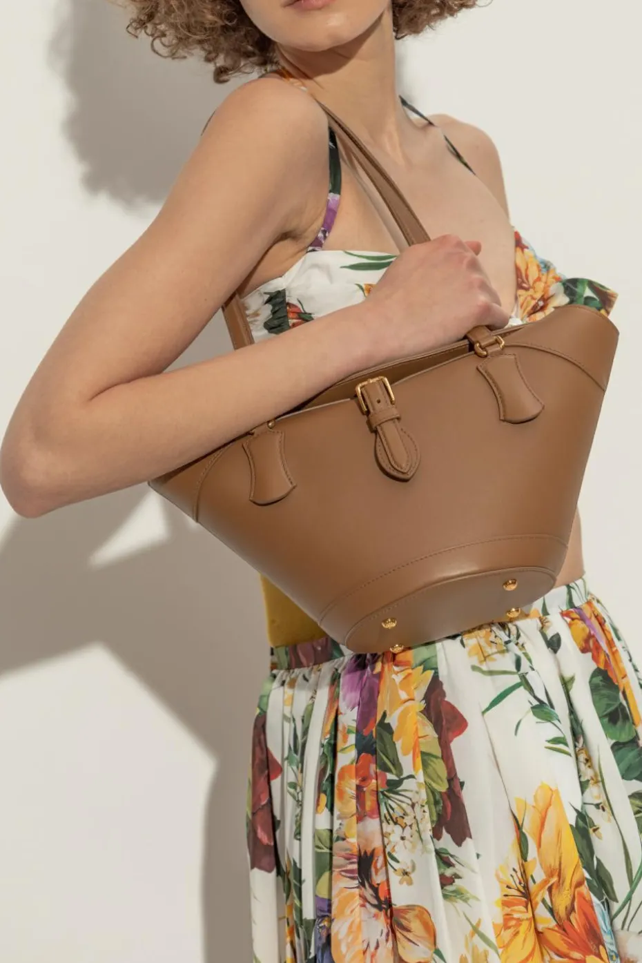 Dolce & Gabbana BRĄZOWY Skórzana torba na ramię