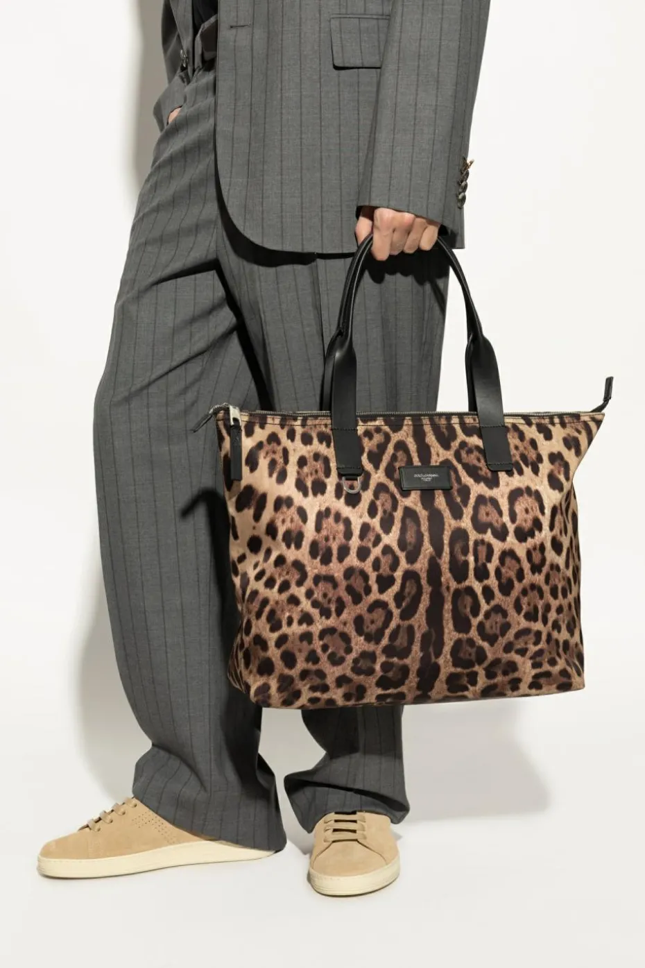 Dolce & Gabbana BRĄZOWY Torba typu `shopper` z motywem zwierzęcym