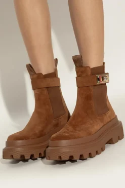 Dolce & Gabbana BRĄZOWY Zamszowe sztyblety
