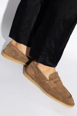 Dolce & Gabbana BRĄZOWY Zamszowe buty typu `loafers`
