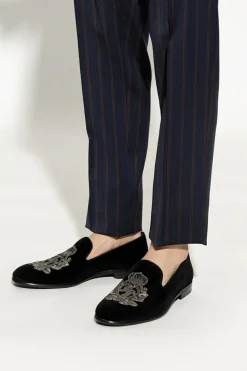 Dolce & Gabbana CZARNY Aksamitne buty typu ‘loafers’