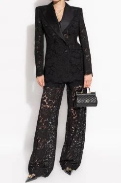 Dolce & Gabbana CZARNY Ażurowa marynarka