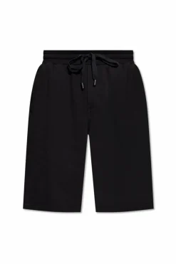 Dolce & Gabbana CZARNY Bawełniane szorty z wypukłym logo