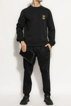 Dolce & Gabbana CZARNY Bluza z wyszytym logo lureksową nicią