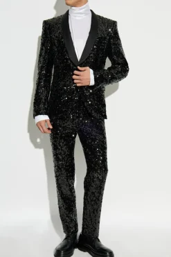 Dolce & Gabbana CZARNY Cekinowe spodnie