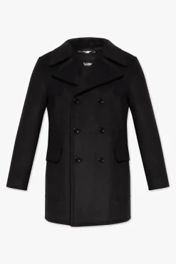 Dolce & Gabbana CZARNY Dwurzędowy płaszcz