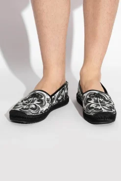 Dolce & Gabbana CZARNY Espadryle z nadrukiem `Majolica`