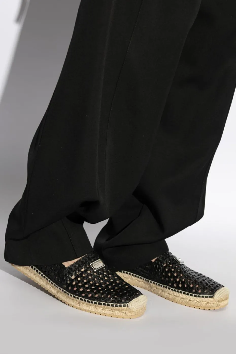 Dolce & Gabbana CZARNY Espadryle z aplikacją z logo