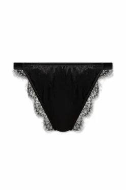 Dolce & Gabbana CZARNY Jedwabne figi z koronką