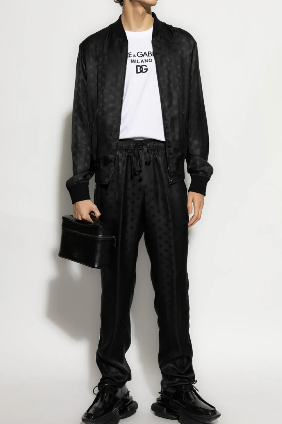 Dolce & Gabbana CZARNY Jedwabna kurtka typu `bomber`