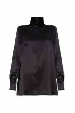 Dolce & Gabbana CZARNY Jedwabny top ze stójką