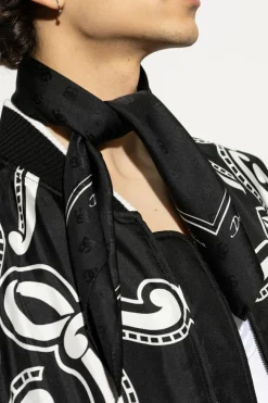 Dolce & Gabbana CZARNY Jedwabna chusta z monogramem