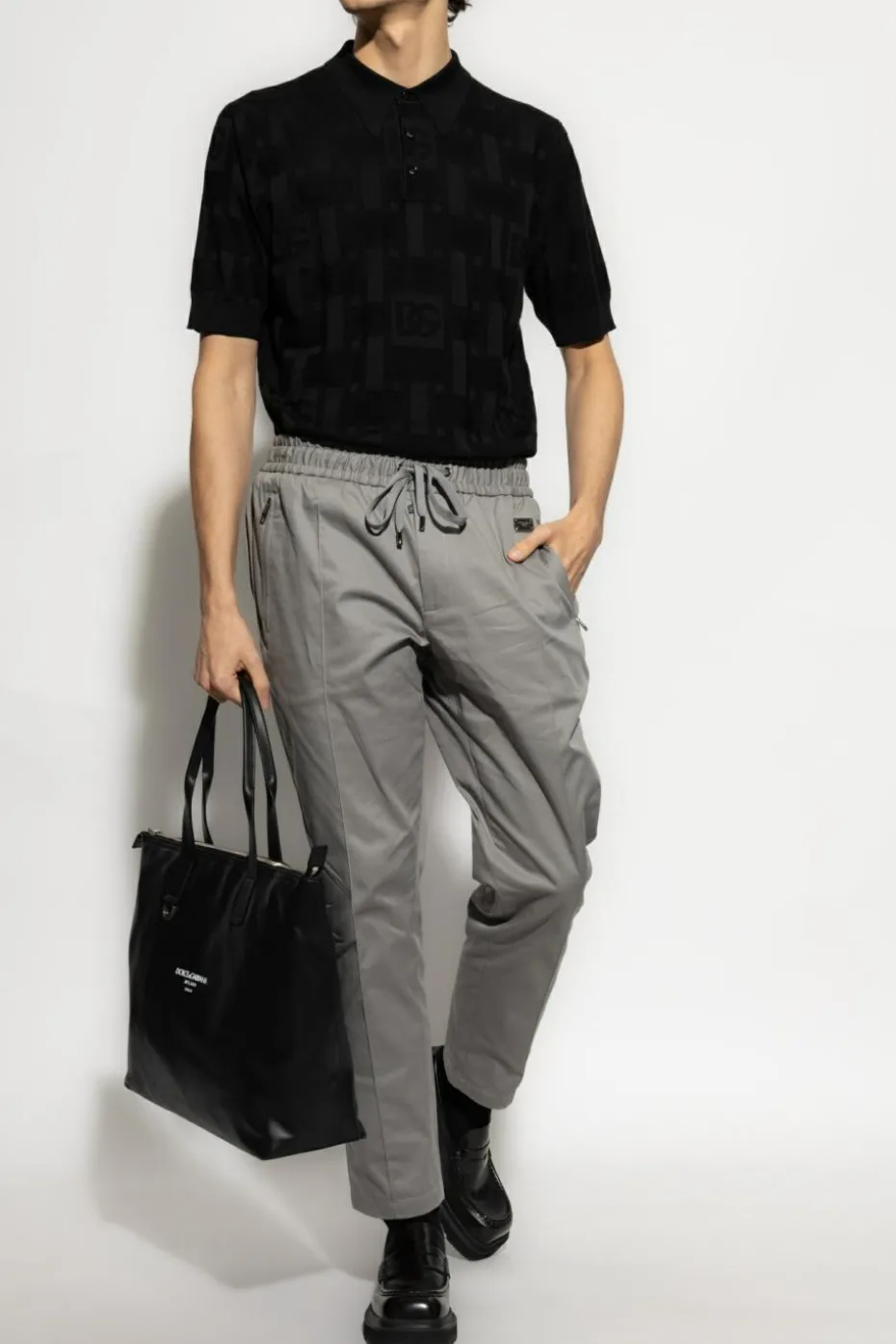 Dolce & Gabbana CZARNY Jedwabne polo