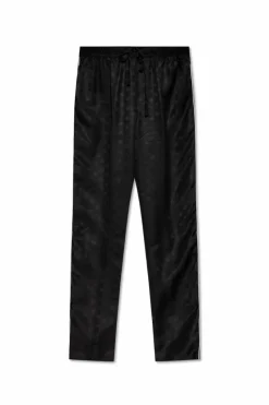 Dolce & Gabbana CZARNY Jedwabne spodnie z monogramem