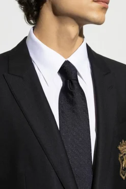 Dolce & Gabbana CZARNY Jedwabny krawat z monogramem