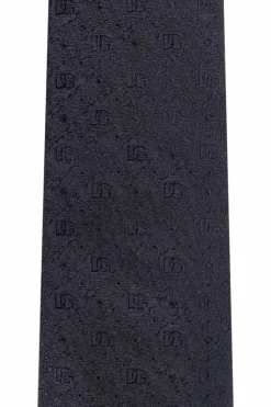 Dolce & Gabbana CZARNY Jedwabny krawat z monogramem