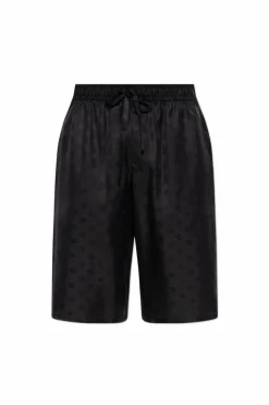 Dolce & Gabbana CZARNY Jedwabne szorty z monogramem