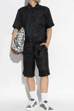 Dolce & Gabbana CZARNY Jedwabne szorty z monogramem