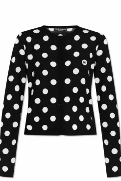 Dolce & Gabbana CZARNY Kardigan ze wzorem w grochy