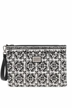 Dolce & Gabbana CZARNY Kopertówka z nadrukiem `Majolica`