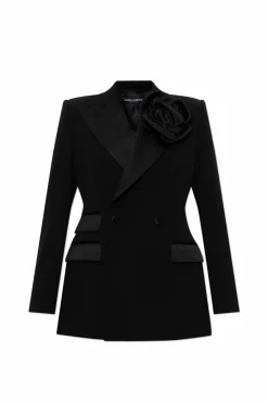 Dolce & Gabbana CZARNY Marynarka z motywem kwiatowym