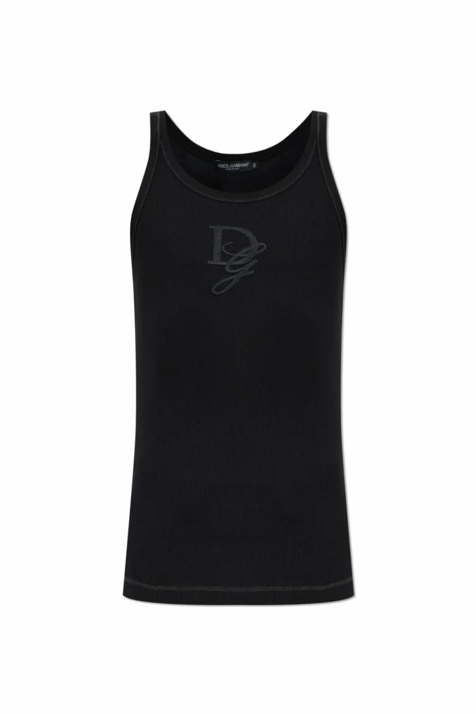 Dolce & Gabbana CZARNY Prążkowany t-shirt bez rękawów