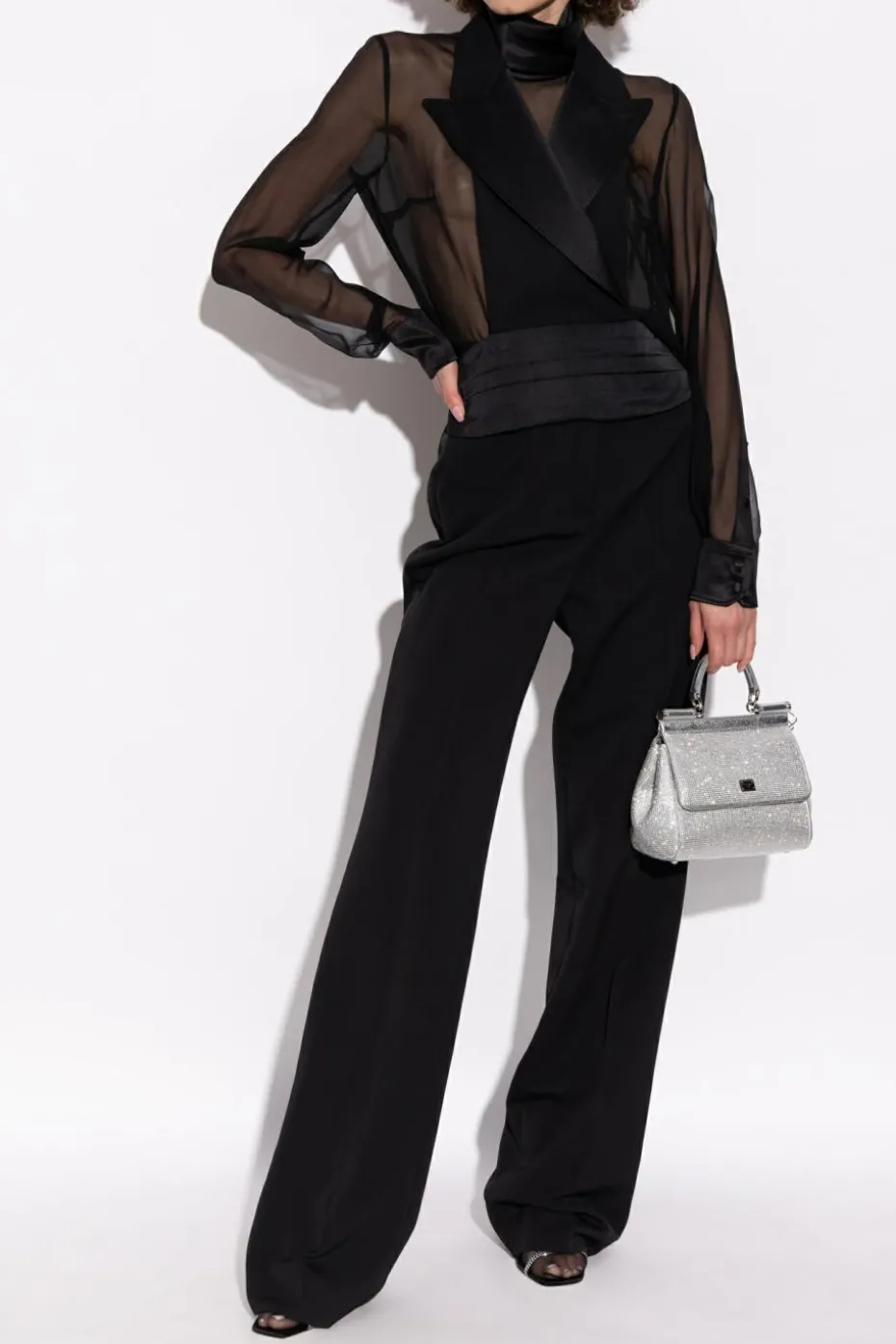 Dolce & Gabbana CZARNY Satynowa kamizelka
