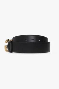 Dolce & Gabbana CZARNY Skórzany pasek z logo