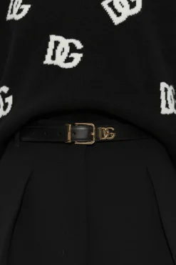 Dolce & Gabbana CZARNY Skórzany pasek