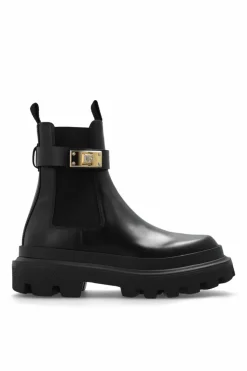 Dolce & Gabbana CZARNY Skórzane sztyblety