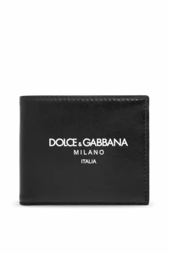 Dolce & Gabbana CZARNY Skórzany portfel z logo