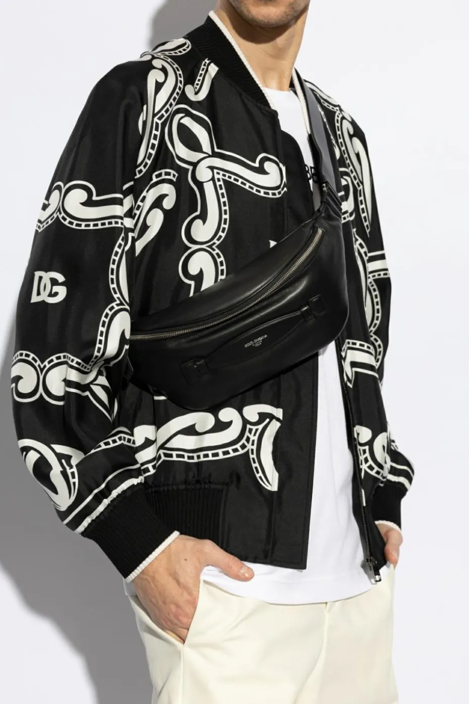 Dolce & Gabbana CZARNY Skórzana torba na pas