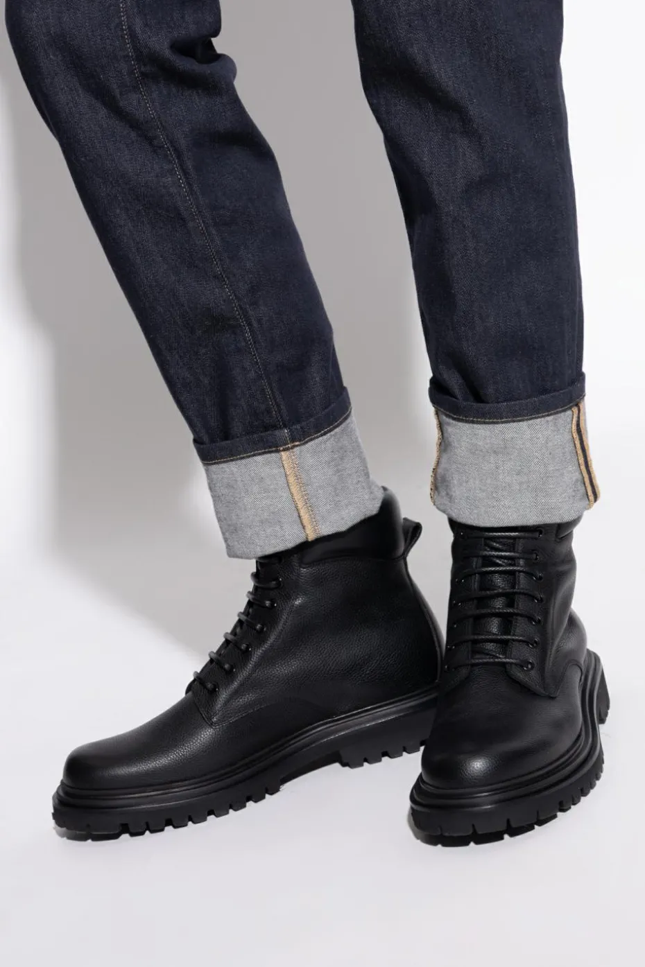 Dolce & Gabbana CZARNY Skórzane buty za kostkę