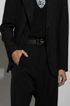 Dolce & Gabbana CZARNY Skórzany pasek z logo