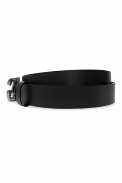 Dolce & Gabbana CZARNY Skórzany pasek z logo