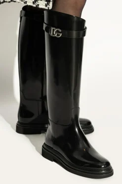 Dolce & Gabbana CZARNY Skórzane kozaki