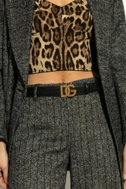 Dolce & Gabbana CZARNY Skórzany pas