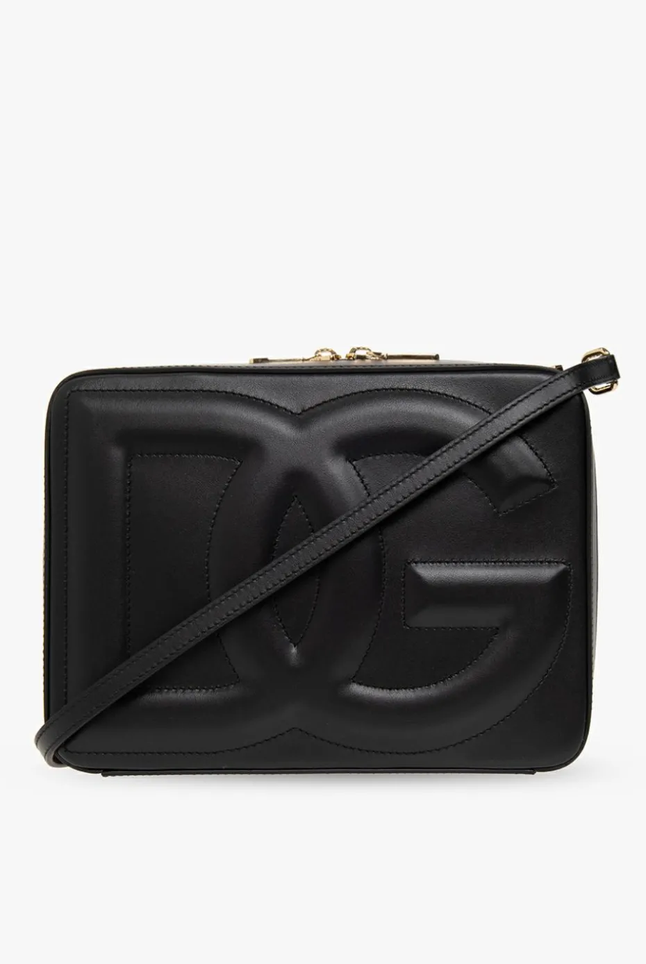 Dolce & Gabbana CZARNY Skórzana torba na ramię z logo