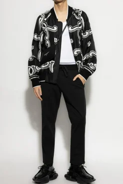 Dolce & Gabbana CZARNY Spodnie z przeszyciem na nogawkach