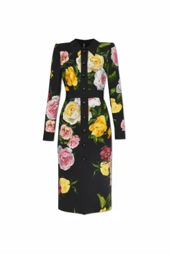 Dolce & Gabbana CZARNY Sukienka z motywem kwiatowym
