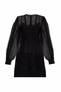 Dolce & Gabbana CZARNY Sukienka z koronkowym wykończeniem