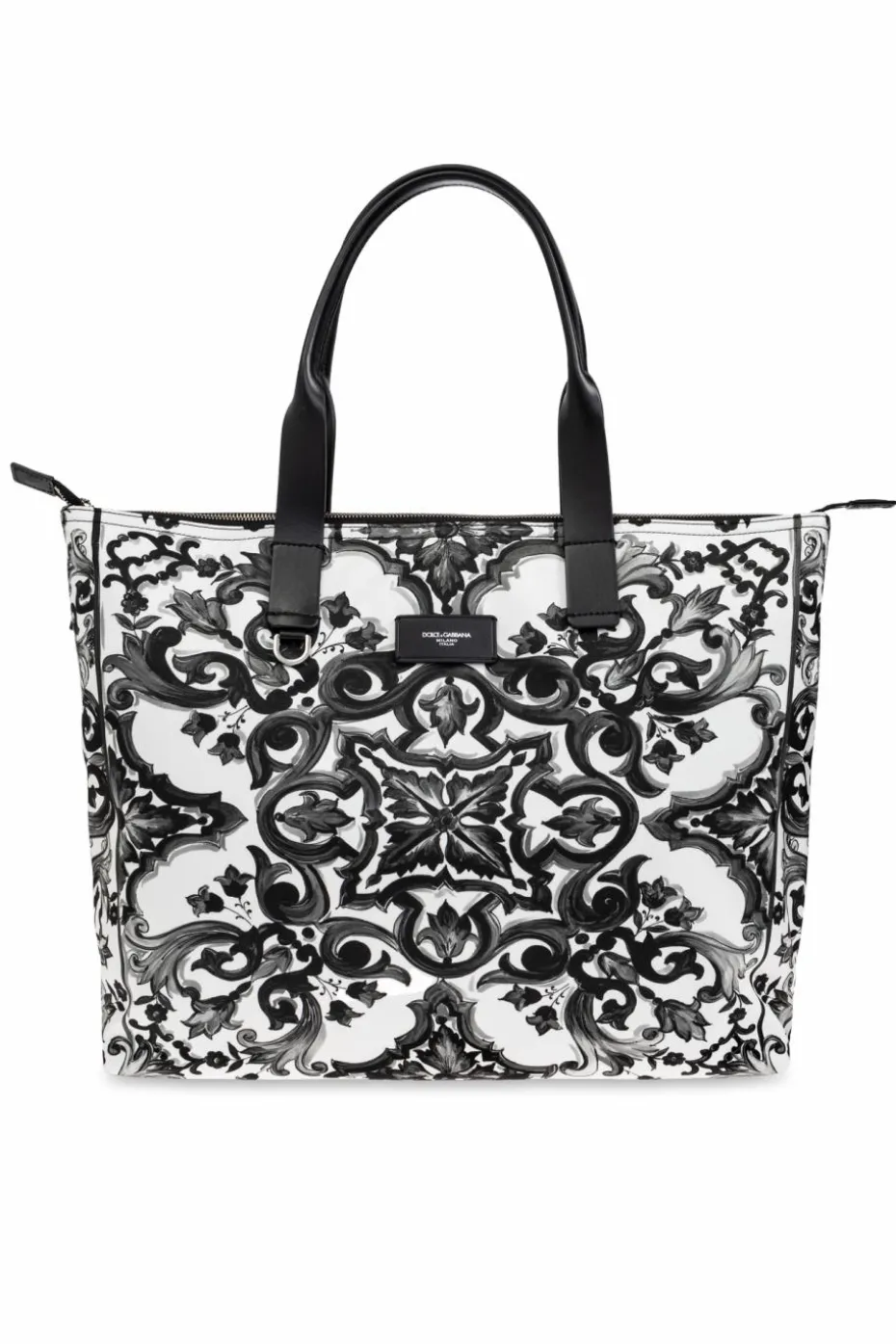 Dolce & Gabbana CZARNY Torba typu ‘shopper’ z nadrukiem `Majolica`