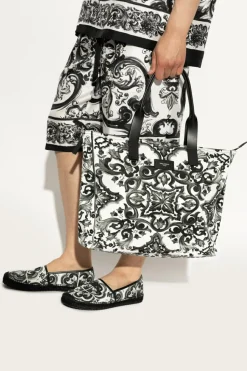 Dolce & Gabbana CZARNY Torba typu ‘shopper’ z nadrukiem `Majolica`