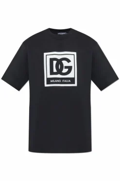 Dolce & Gabbana CZARNY T-shirt z nadrukowanym logo