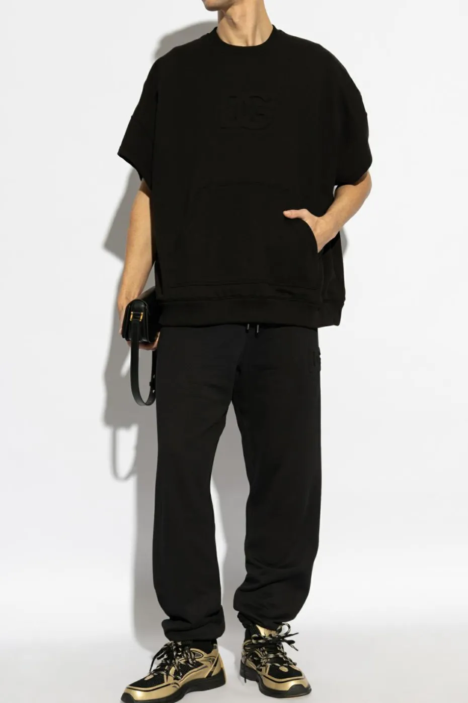 Dolce & Gabbana CZARNY T-shirt z kieszenią