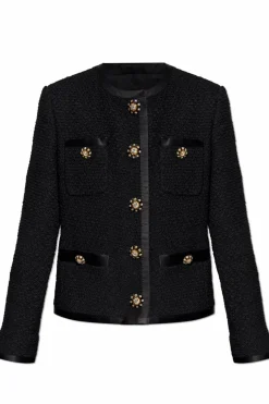 Dolce & Gabbana CZARNY Tweedowa marynarka z połyskującymi aplikacjami