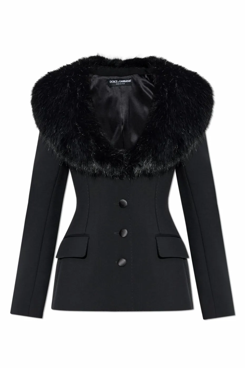 Dolce & Gabbana CZARNY Wełniana kurtka